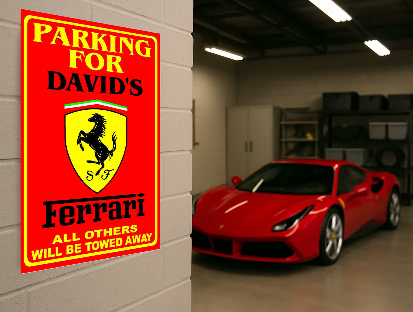 Parking For Ferrari Personalized Metal Sign 12"x18" or 8"x12"