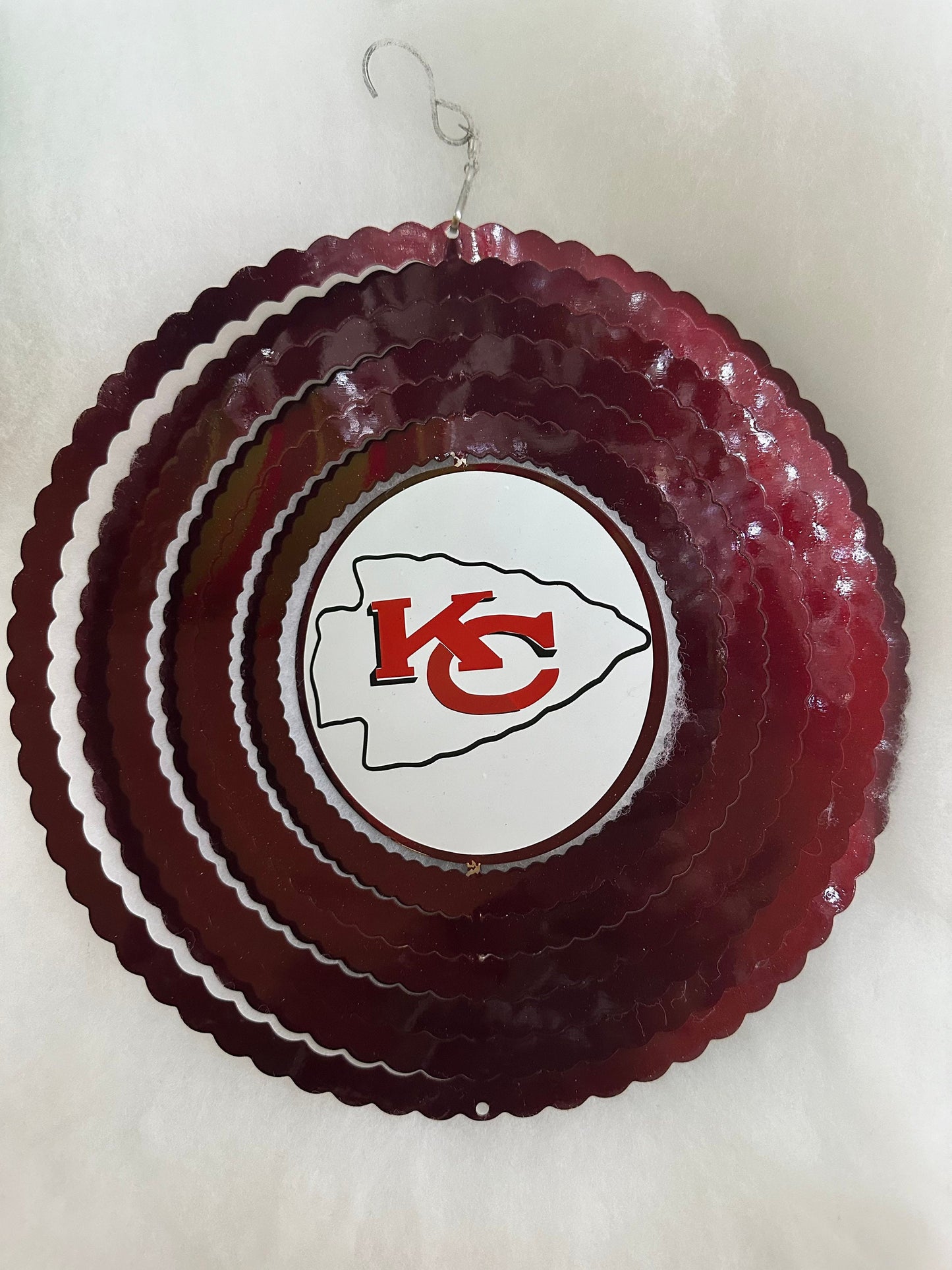 Kansas City Chiefs Metal Wind Spinner, Eye catcher 12”