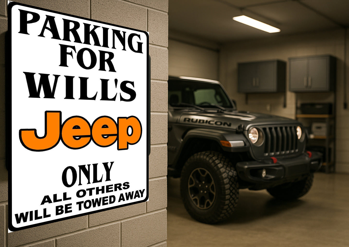 Parking For Jeep Wrangler Personalized Metal Sign 8"x12" or 12"x18"