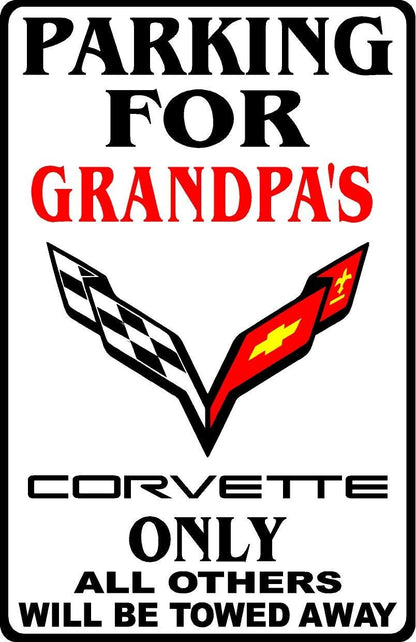 Parking For Corvette Personalized Metal Sign 12"x18"