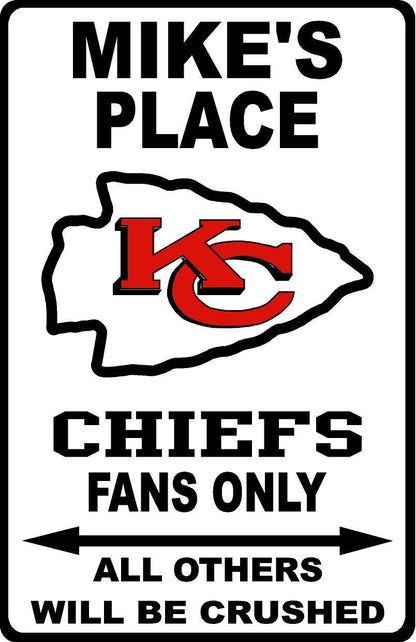 Kansas City Chiefs Personalized Metal Sign 12"x18"